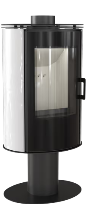 Kratki AB S/N/O/DR/GLASS - Kachelofen aus stahl drehbar Ø 150 8 kW schwarze Kachel