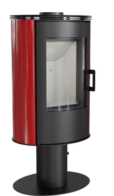 Kachelofen drehbar AB S/N/O/DR/GLASS Ø 150 8 kW schwarz Kachel mit Türfeder