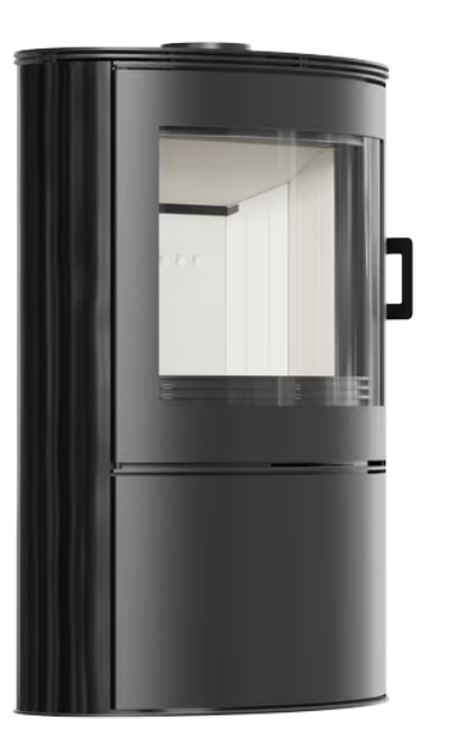 Kachelofen aus Stahl AB S/2 Ø 150 10 kW creme Kachel