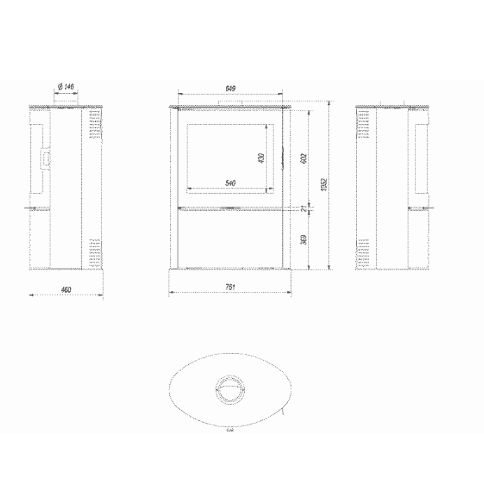 Kachelofen aus Stahl AB S/2 Ø 150 10 kW creme Kachel