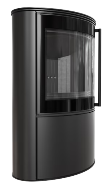 Kratki BJORN - Kaminofen aus Stahl 10 kW Ø 150 schwarz Verkleidung mit Türfeder