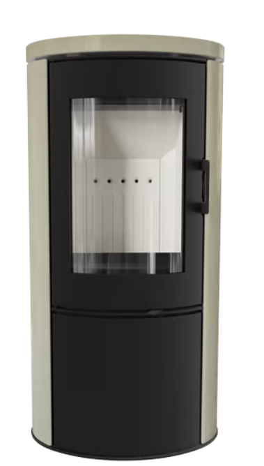 Kratki AB S/DR ECO - Kaminofen aus Stahl 5,5 kW Ø 150 Dekorative Fassadenverkleidung creme