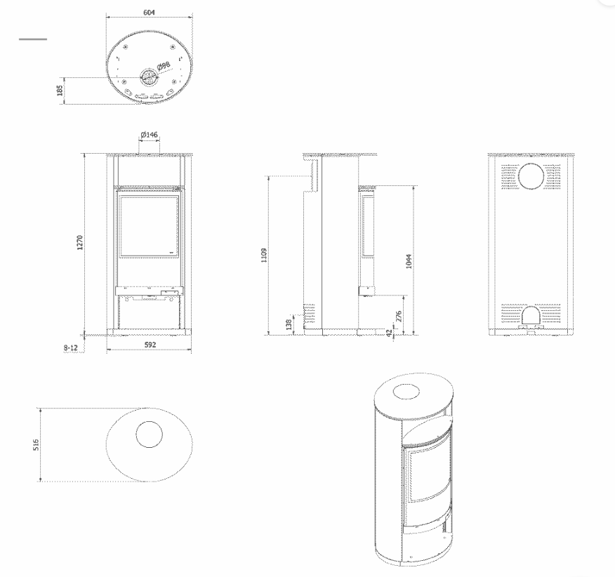 Kratki RUNA - Kaminofen aus Stahl Ø 150 8 kW