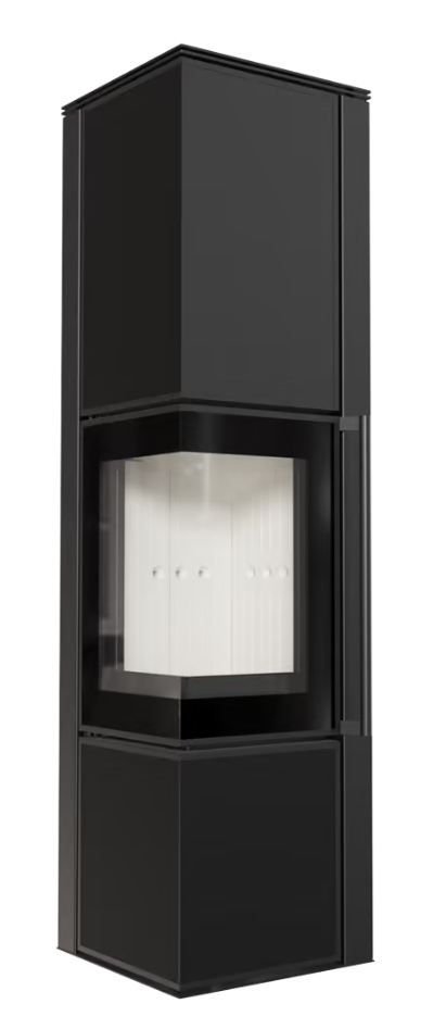 Kratki TORA/S - Kaminofen aus Stahl 8 kW Ø 150 Quarzsinter Nero Assoluto