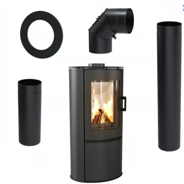 Kratki AB S/DR - Kaminofen aus Stahl Ø 150 5,5 kW mit Zubehör