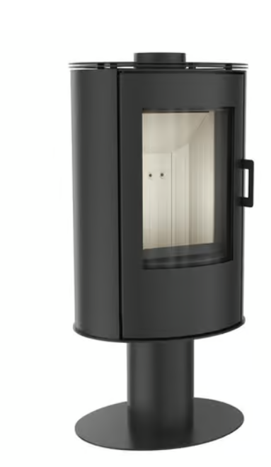 Kratki AB S/N/DR - Kaminofen aus Stahl mit Standfuss Ø 150 8 kW mit Türfeder