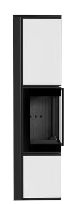 Kratki TORA/L - Kaminofen aus Stahl 8 kW Ø 150 Weißes Glaspaneel schwarz Verkleidung