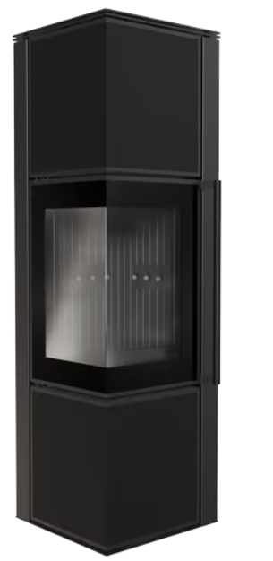 Kratki TORA/M - Kaminofen aus Stahl 8 kW Ø 150 Quarzsinter Nero Assoluto schwarz Verkleidung