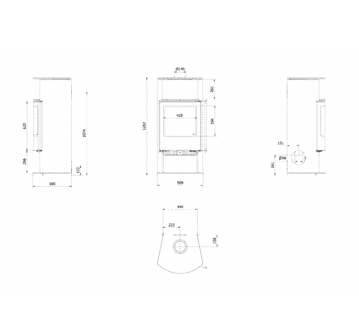 Kratki TOFA - Kaminofen aus Stahl Ø 150 8 kW schwarz Verkleidung