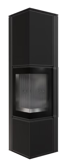 Kratki TORA/L - Kaminofen aus Stahl 8 kW Ø 150 Quarzsinter Nero Assoluto schwarz Verkleidung