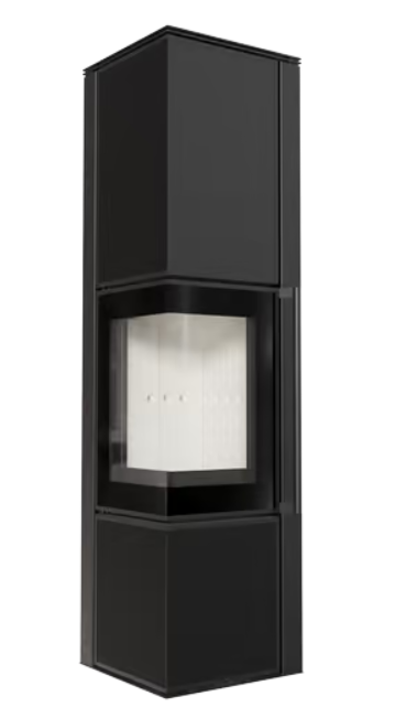 Kratki TORA/M - Kaminofen aus Stahl 8 kW Ø 150 Quarzsinter Nero Assoluto mit Türfeder