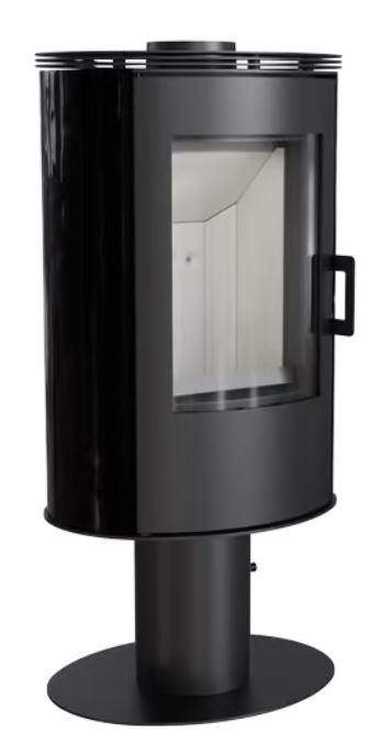 Kratki AB S/N/DR - Kachelofen aus stahl mit Standfuss Ø 150 8 kW schwarz Kachel