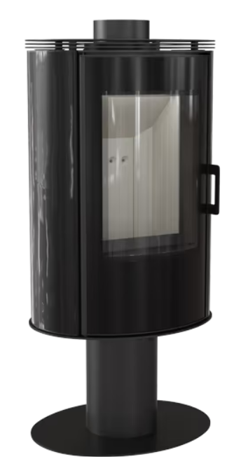 Kratki AB S/N/O/DR/GLASS - Kachelofen aus stahl drehbar Ø 150 8 kW schwarze Kachel