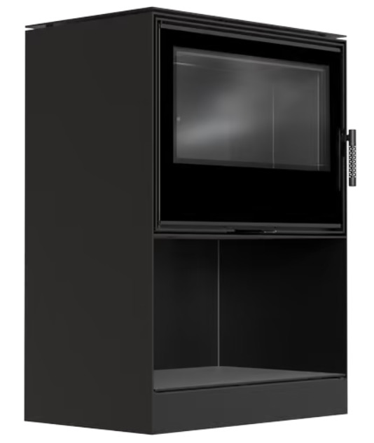 Kratki  KARI 80 - Kaminofen aus Stahl Ø 180 12 kW Platz für Holz schwarz Verkleidung mit Türfeder