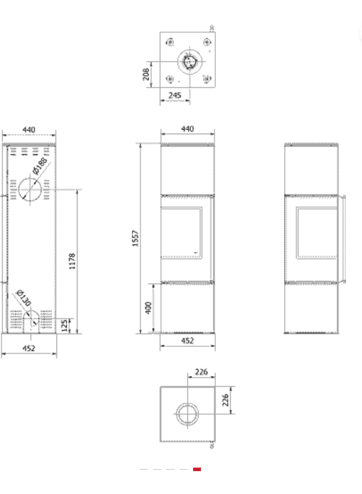 Kratki REN/M links - Kaminofen aus Stahl REN/M links Ø 150 7 kW schwarz Verkleidung