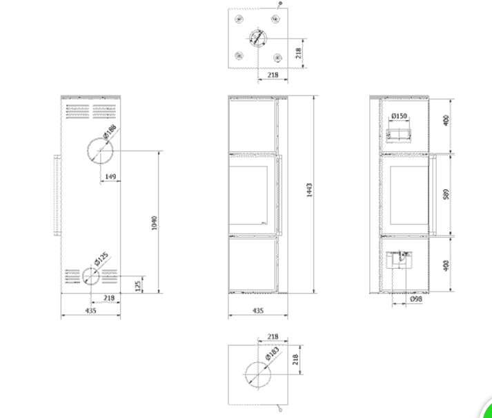 Kratki TORA/M - Kaminofen aus Stahl 8 kW Ø 150 Quarzsinter FOKOS SALE schwarz Verkleidung