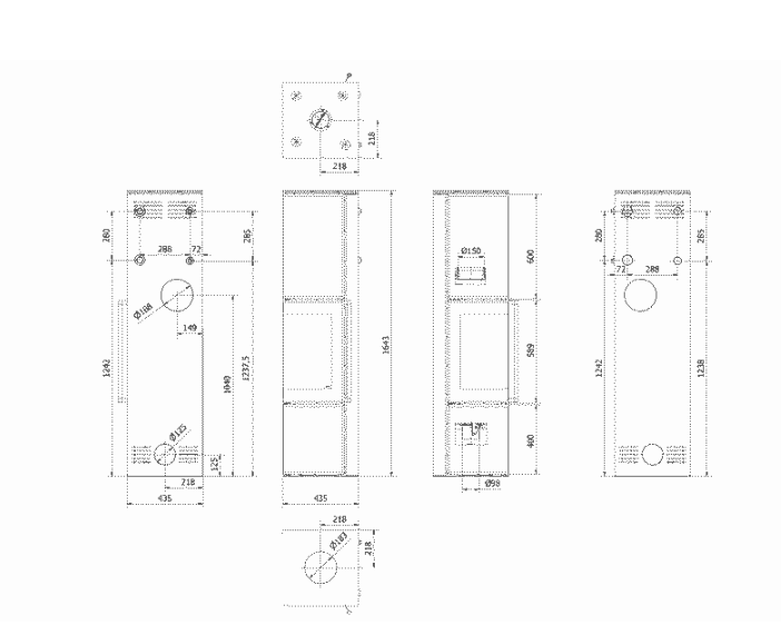 Kratki TORA/L - Kaminofen aus Stahl 8 kW Ø 150 Quarzsinter Nero Assoluto schwarz Verkleidung mit Türfeder