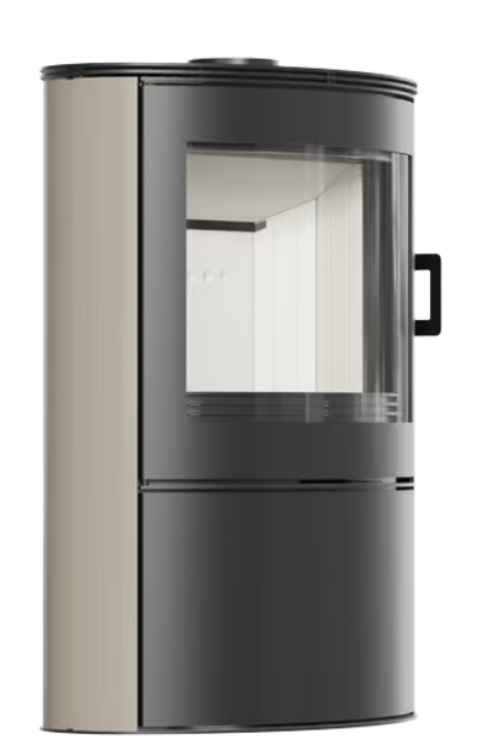 Kratki AB S/2 - Kachelofen aus Stahl Ø 150 10 kW creme Kachel