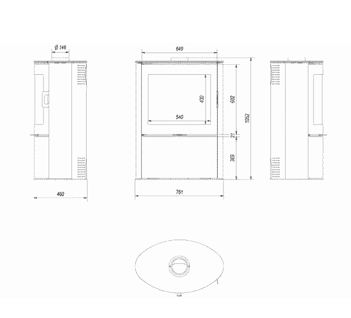 Kratki AB S/2 - Kachelofen aus Stahl Ø 150 10 kW weiss Kachel
