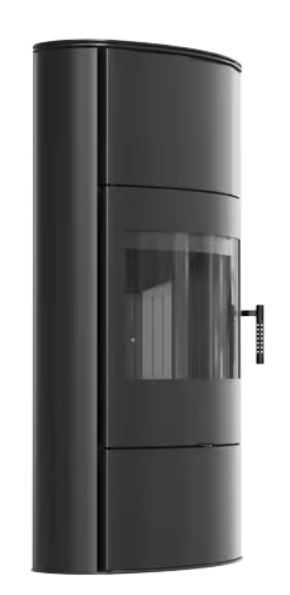Kratki AB/S/2/ROLLO Hoch - Kaminofen aus stahl Ø 150 10 kW schwarz Verkleidung