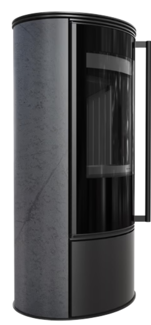 Kratki ERIK - Kaminofen aus Stahl Ø 150 5,5 kW dekorative Keramiken GRAFITE SATIN