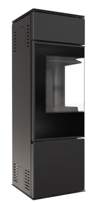 Kratki REN/S links - Kaminofen aus Stahl Ø 150 7 kW schwarz Verkleidung