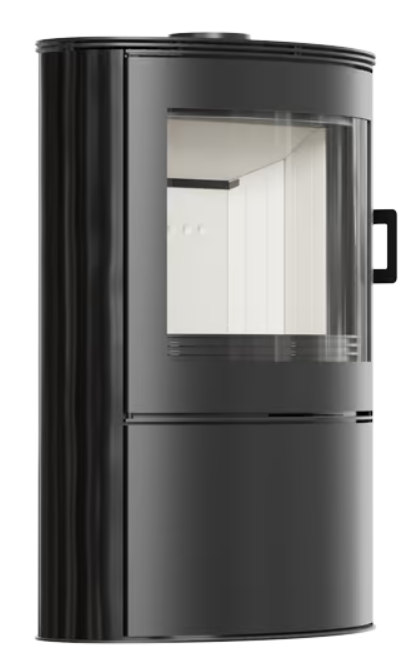 Kratki AB S/2 - Kachelofen aus Stahl Ø 150 10 kW schwarz Kachel mit Türfeder