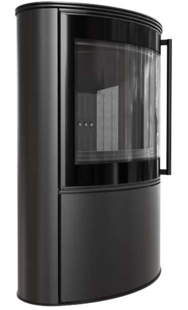 Kratki BJORN - Kaminofen aus Stahl 10 kW Ø 150 schwarz Verkleidung mit Türfeder