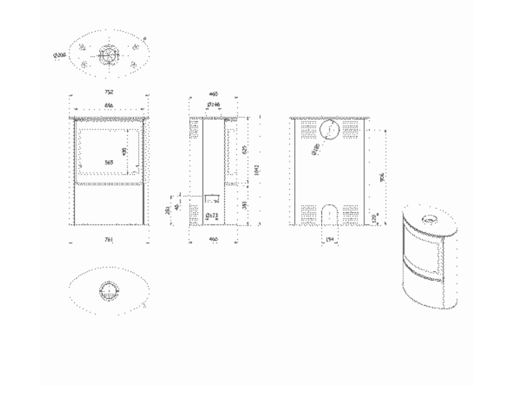 Kratki BJORN - Kaminofen aus Stahl 10 kW Ø 150 schwarz Verkleidung mit Türfeder