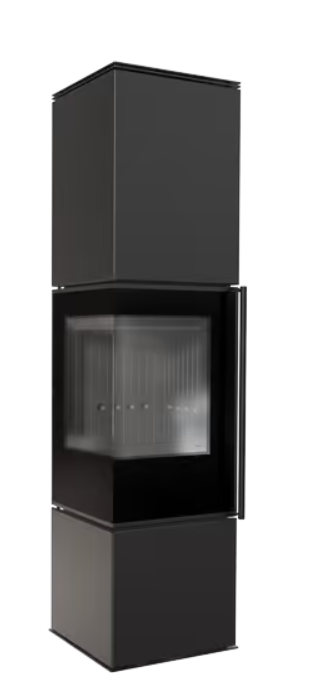 Kratki REN/L rechts -Kaminofen aus Stahl Ø 150 7 kW schwarz Verkleidung mit Türfeder