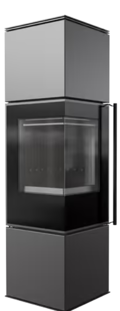 Kratki REN/M links - Kaminofen aus Stahl Ø 150 7 kW schwarz Verkleidung mit Türfeder