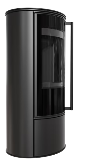 Kratki ERIK - Kaminofen aus Stahl Ø 150 5,5 kW schwarz Verkleidung mit Türfeder