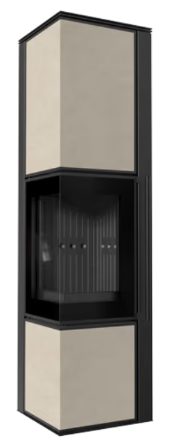 Kratki TORA/L - Kaminofen aus Stahl 8 kW Ø 150 Quarzsinter FOKOS SALE schwarz Verkleidung