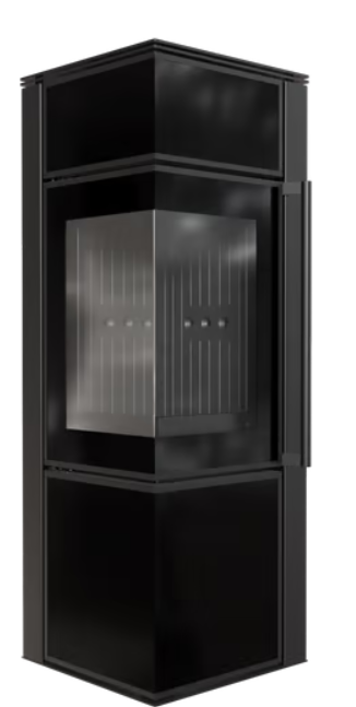 Kratki TORA/S - Kaminofen aus Stahl 8 kW Ø 150 Schwarzes Glaspaneel schwarz Verkleidung mit Türfeder