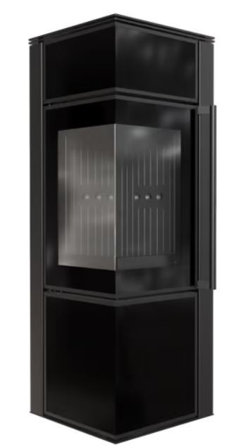 Kratki TORA/S - Kaminofen aus Stahl 8 kW Ø 150 Schwarzes Glaspaneel schwarz Verkleidung