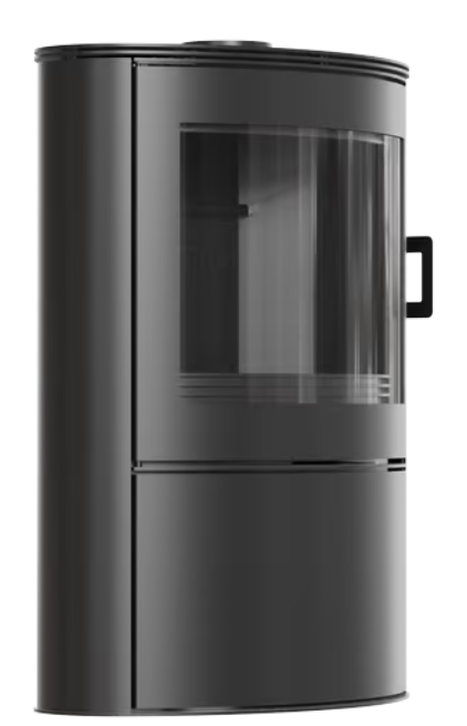 Kratki KOZA - Kaminofen aus stahl AB S/2 Ø 150 10 kW mit Türfeder schwarz Verkleidung