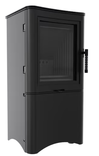 Kratki K5 - Kaminofen aus Stahl Ø 150 7 kW regal für holz mit Tür schwarz Verkleidung