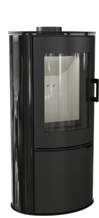 Kratki KOZA - AB S/DR Ø 150 8 kW schwarz Kachel mit Türfeder