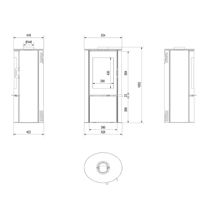 Kratki KOZA - AB S/2 Ø 150 10 kW creme Kachel mit Türfeder