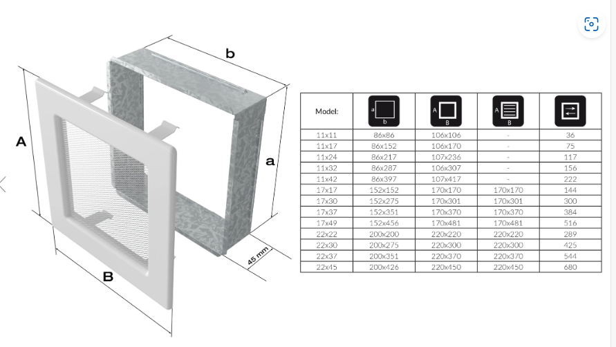 Abdeckrahmen zum Lüftungsgitter 11x11
