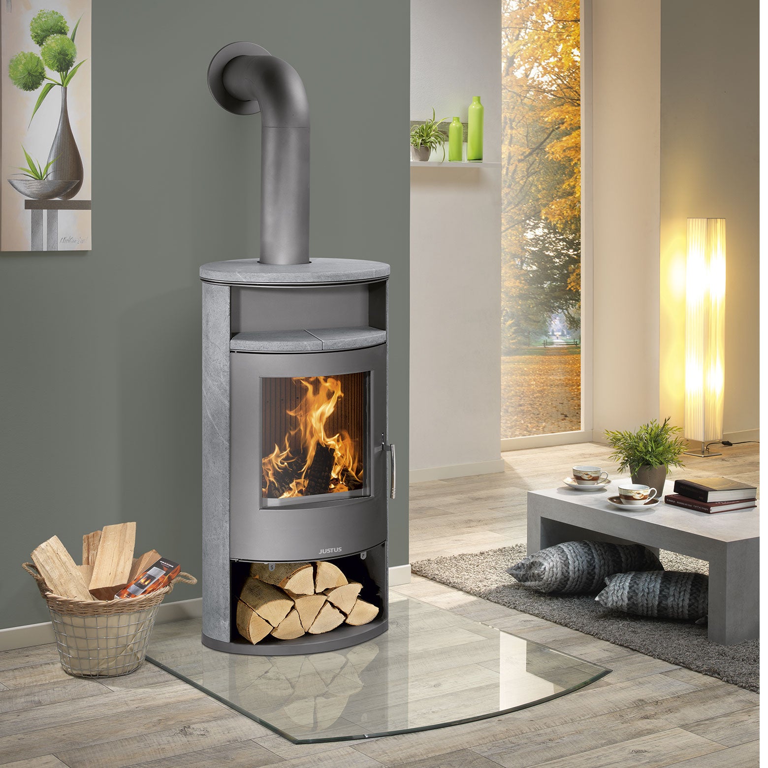 Justus Wasserführender Kaminofen Island Aqua