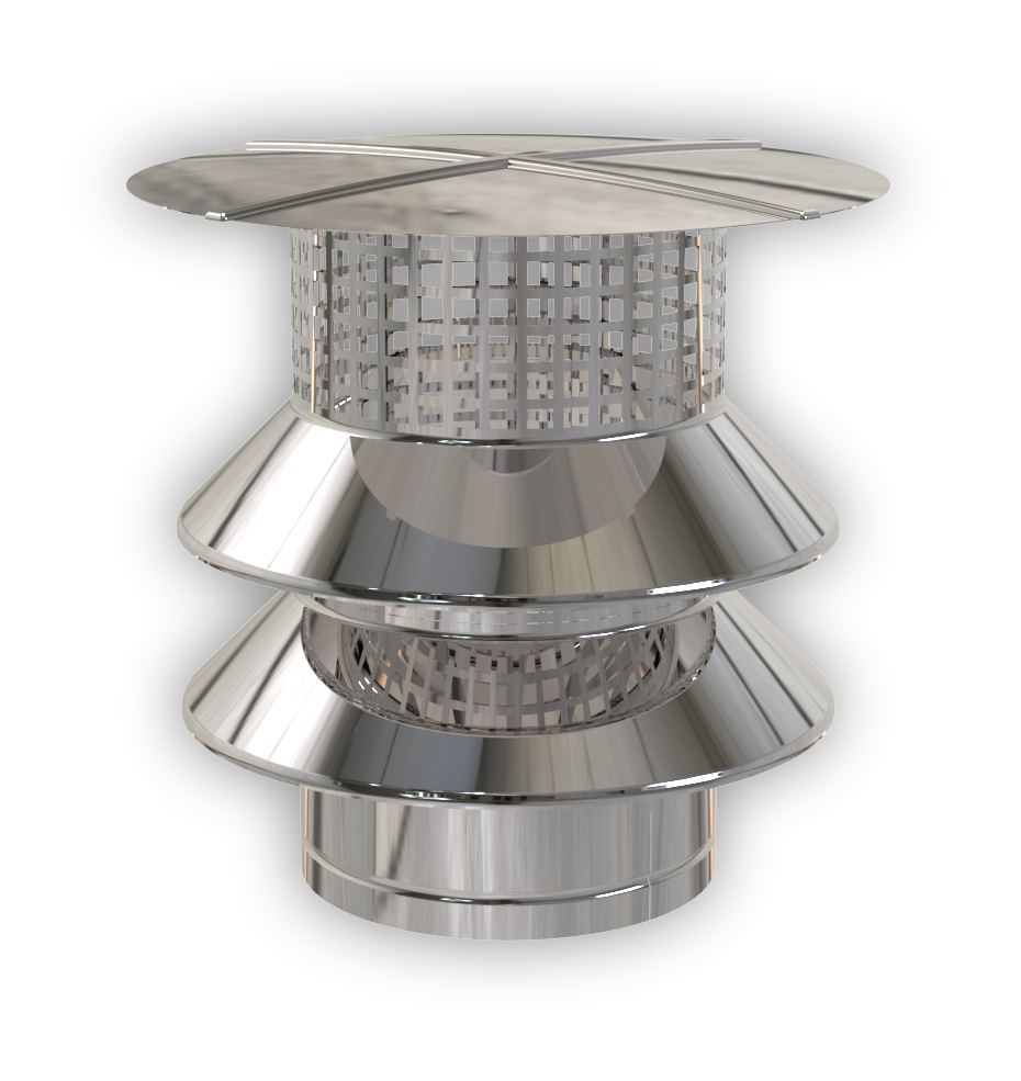 Lamelenhaube mit 2 lamellen und funkenschutz