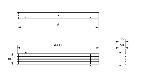 Lüftungsgitter -  Modell Loft -Gitter ohne Jalousie