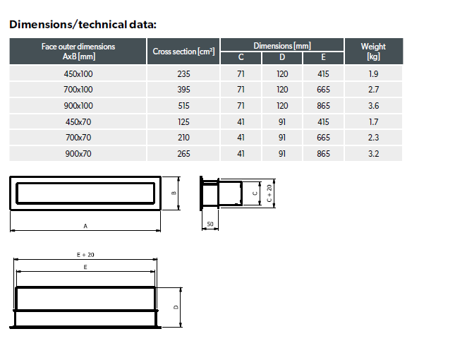 Lüftungsgitter - GRILLE V-OPEN-I WITH FRAME