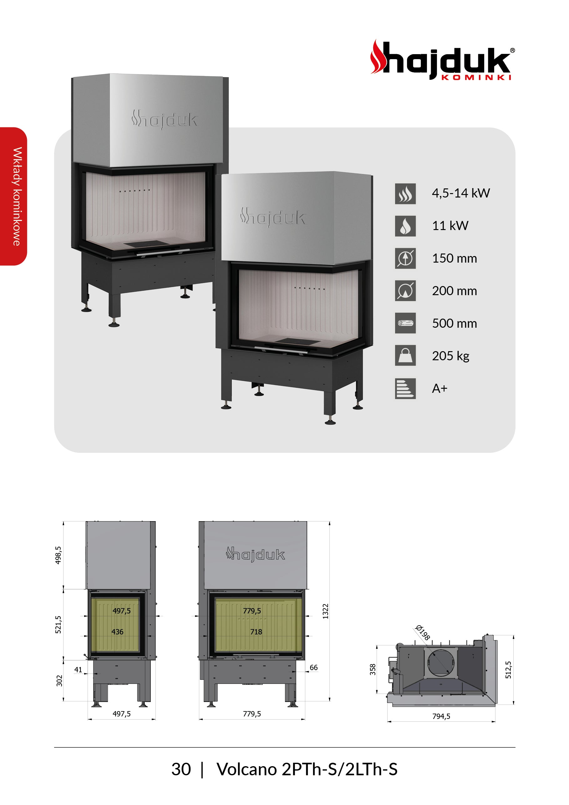 Kamineinsatz - Hajduk Volcano 2PTh-S