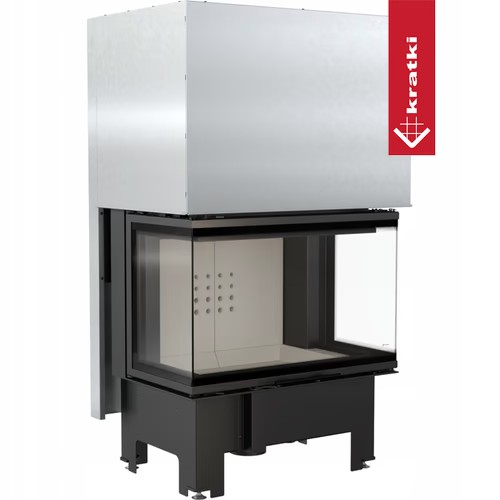 Kamineinsatz NBC 800/400 - 10 kW Ø 200 - Stahlfront mit Siebdruckglas - Dreiseitiger Aufzug