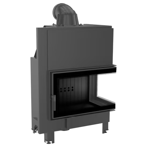 Kamineinsatz aus Stahl MBO - 15 kW Ø 200 - Stahlfront mit gebogenem Siebdruckglas