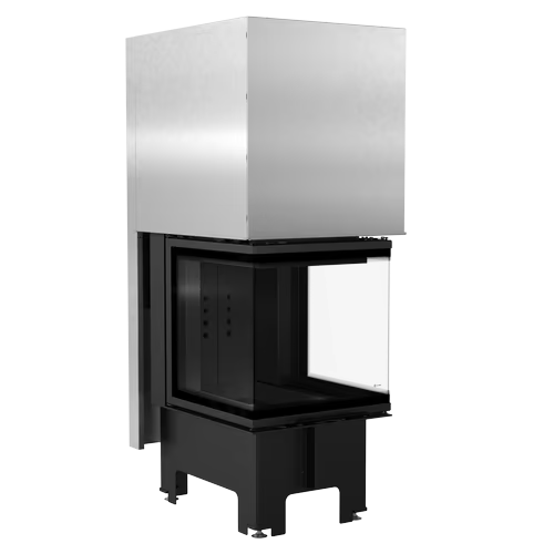 Kamineinsatz NBC 500/500 - 8 kW Ø 200 - Stahlfront mit Siebdruckglas - Dreiseitiger Aufzug