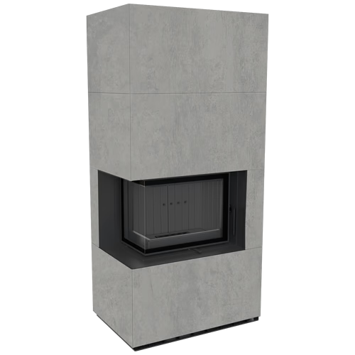 Kaminbausatz FLOKI BOX 8 kW Ø 160 Quarzsinter CEMENTO GRIGIO BOCCIARDATA