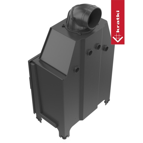 Kamineinsatz aus Stahl MBA - 17 kW Ø 200 - Stahlfront mit Siebdruckglas